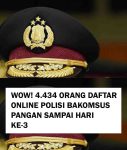 Total Pendaftar Bakomsus bidang Pangan Polri Hingga Hari ke – 3 4.434 Orang