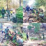 Babinsa Gondang Bojonegoro bersama Warga Sambongrejo Bangun Brojong dan Jalan Makadam