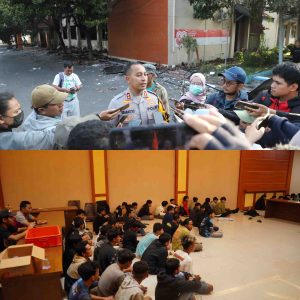 Polres Kediri Polda Jatim Mengamankan Sedikitnya 123 Orang Yang Diduga Terlibat Aksi Anarkis Saat Unjuk Rasa