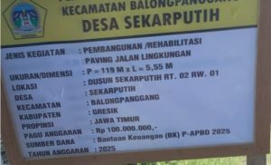 PROYEK PAVING DESA SEKARPUTIH, BALONGPANGGANG MEMICU TANDA TANYA BESAR