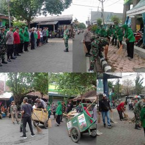 Koramil 0809/02 Pesantren Kediri Jelang HUT TNI ke 80 Tahun, Bersama Lembaga Lintas Sektoral Bersih” Areal Pasar Pahing