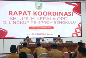 Gubernur Helmi Hasan Tegaskan Peningkatan Kinerja OPD dan Efisiensi Anggaran pada Evaluasi Program 2025
