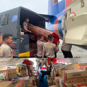 Polri Kembali Saluran 2,1 Ton Bantuan Logistik Ke Aceh Tengah