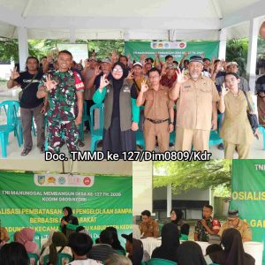 TMMD ke -127 Jadi Momentum Edukasi Teknis Pengelolaan Sampah, Warga Gadungan Diajak Ubah Kebiasaan Membuang Sampah.