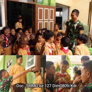 Siswa MI Desa Gadungan Merasakan Hangatnya Kebersamaan Dengan Satgas TMMD Kodim 0809/Kediri