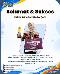 Siswa SMAN 1 Babadan Raih Juara Harapan 3 Lomba Baca Puisi Festival Seni UKM SEIYA UIN Ponorogo